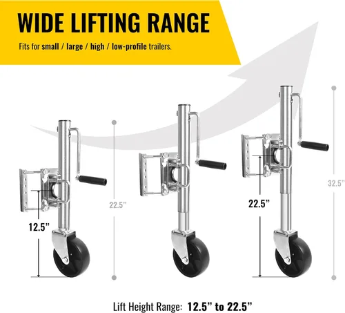 Miniatura 2 de MaxxHaul - 70148 - Gato hidráulico para remolques con elevador suspenso de 10" con una rueda, 1000 lb. de capacidad