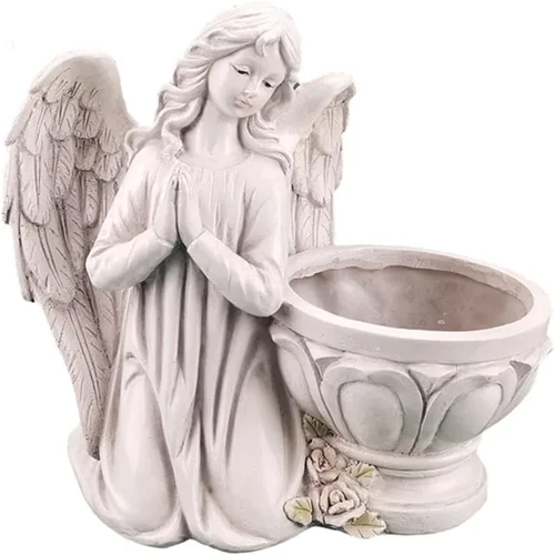 LIFKOME Decoración de maceta de ángel de resina, adorno de jardín elegante para oficina en casa, artesanía premium, diseño elegante para amigos y