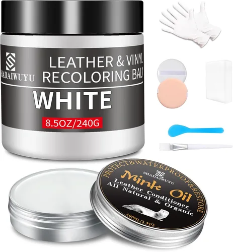 Miniatura 20 de Bálsamo restaurador de color para cuero, 8.5 onzas, kit reparador para muebles e interiores de autos, pintura para cuero ideal para arañazos, cuero