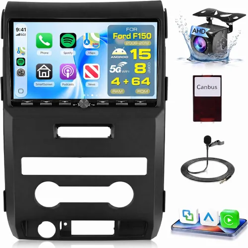 Miniatura 10 de 4G+64G para Ford F-150 2009-2012 Actualización de radio de coche con DSP inalámbrico Carplay Android Auto, Sellrich 9 pulgadas 1280P pantalla táctil