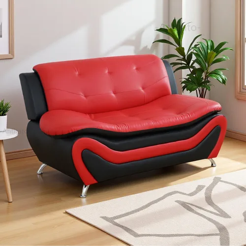 Miniatura 41 de Sofás Seccionales de Cuero, Conjuntos de Muebles de Sala de Estar, 3 Piezas Conjunto de Sofá Moderno para Sala de Blanco crema