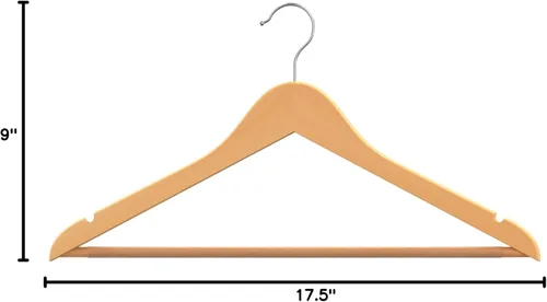 Miniatura 10 de HOUSE DAY - Paquete de 20 perchas de madera, percha de madera maciza con barra antideslizante, percha de madera resistente para clóset, perchas