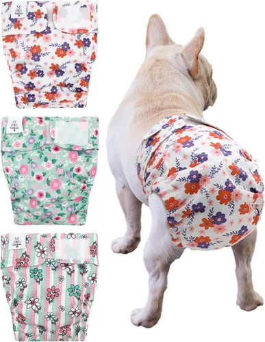 Miniatura 14 de CuteBone WWD28XS - Pañales lavables para perras, sin agujero para la cola, reutilizables, pantalones de entrenamiento para perritos, con cola