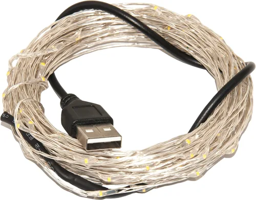 Miniatura 2 de Karlling guirnalda de luces LED, enchufado de USB, focos LED de alambre plateado, impermeable cadena de luces estrelladas para dormitorio, patio
