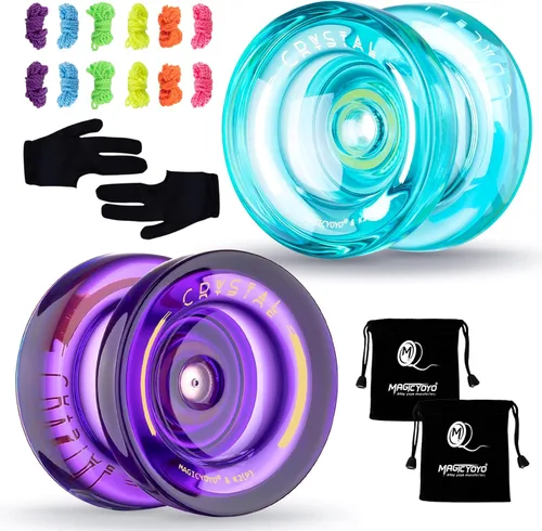 Miniatura 6 de MAGICYOYO Paquete de 2 Yoyos Responsivos para Niños Principiantes, Yoyos K2 de Cristal con 2 Guantes de Yoyo, 2 Bolsas de Yoyo, 12 Cuerdas de Yoyo