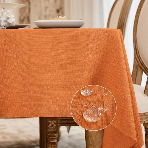 Miniatura 45 de BALCONY & FALCON Mantel rectangular lavable, resistente a las arrugas e impermeable, mantel decorativo de tela de lino para comedor, fiestas