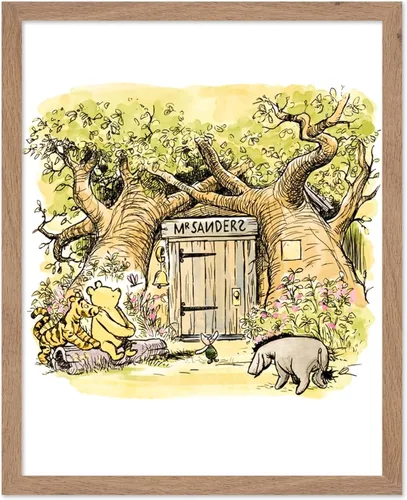 Miniatura 44 de Poster Master Póster de ilustración vintage, impresión de paisaje retro, regalo para bebé, niño, mapa de madera de 100 acres, oso, cerdo, animal