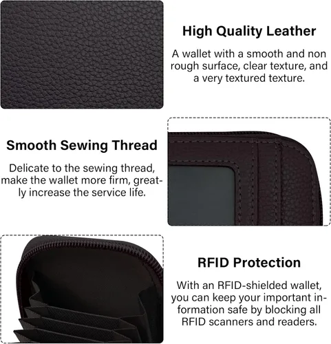 Miniatura 14 de RFID mini organizador de tarjetas de crédito, cuero auténtico, billetera compacta con visor de identificación, S, Negro
