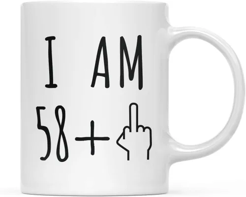 Miniatura 33 de Andaz Press Divertida taza de café de 11 onzas, regalo de broma de cumpleaños, I Am 49 + 1 dedo medio, 1 paquete, ideas de regalo de cumpleaños 50