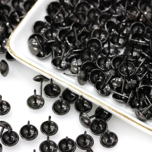 Miniatura 5 de BetterJonny - 500 tachuelas de tapicería decorativas para muebles, 0.669 x 0.433 in, tachuelas de metal negro para el pulgar para muebles tapizados