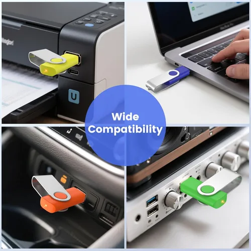 Miniatura 7 de ABLAZE Unidad flash de 128 MB, paquete de 10 unidades de memoria USB 2.0 con cordones, unidades de pulgar giratorias, disco Pendrive U a granel
