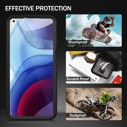 Miniatura 6 de Funda compatible con Moto G Power 2021, protector de pantalla integrado de cuerpo completo, a prueba de golpes, ajuste delgado, parachoques, funda