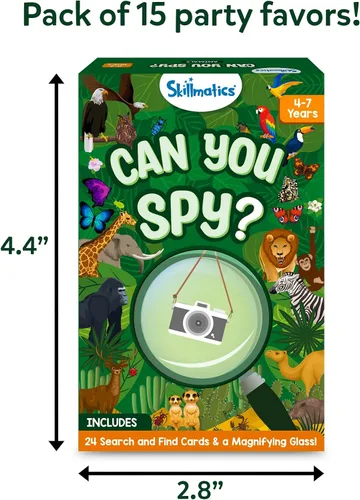 Miniatura 2 de Skillmatics Recuerdos de fiesta (Paquete de 15) - ¿Puedes espiar animales? Juego de cartas de buscar y encontrar para niños, juguete de bolsa