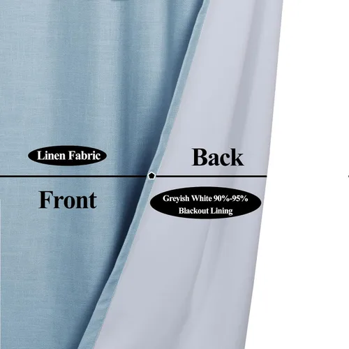Miniatura 5 de Frelement Cortinas opacas de lino, cortinas con aislamiento térmico para dormitorio, sala de estar, cortinas plisadas para barra transversal