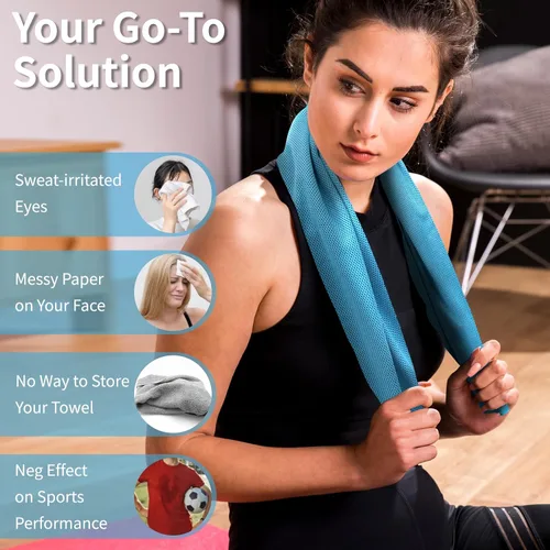 Miniatura 3 de YESLIFE Paquete de 4 toallas refrescantes de 40 x 12 pulgadas, toallas de gimnasio para hombres y mujeres, toallas de entrenamiento suaves y Negro