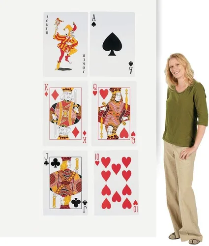 Fun Express Cartas de juego gigantes para decoración de fiestas temáticas de casino, 6 recortes de tarjetas gigantes de 16.5 x 24 pulgadas,