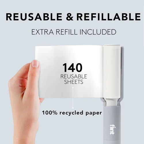 Miniatura 7 de Flint Plus XL Removedor de pelusa retráctil y rodillo de pelo de mascotas para ropa – Rodillo de pelusa rellenable y reutilizable con 140 hojas