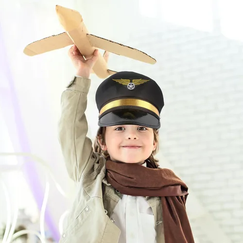 Miniatura 3 de Paquete de 8 sombreros de piloto para niños, sombrero de capitán de avión, sombrero de piloto de aerolínea para niños y niñas, accesorio