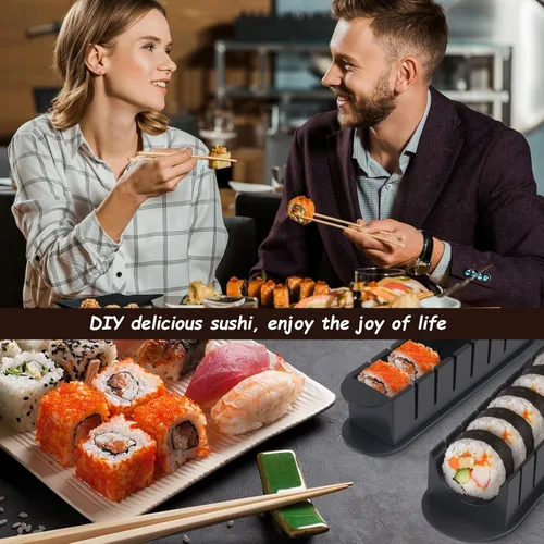 Miniatura 6 de Set de máquina de sushi HI NINGER, kit de máquina de sushi de 24 piezas para principiantes para hacer su propio sushi. Puede usarse como plato