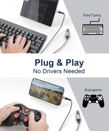 Miniatura 5 de Cable OTG USB C a USB hembra de 6.6 ft, extensión OTG USB-A 3.0 para unidad flash, teclado y mouse, adaptador tipo C macho a USB compatible