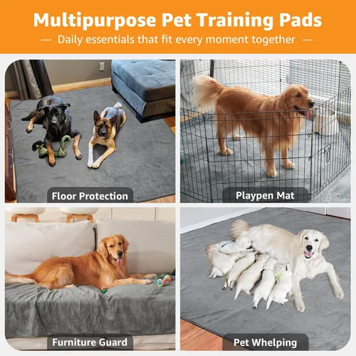 Miniatura 4 de Almohadillas lavables para orina de perro 24x36 pulgadas paquete de 2 reutilizables, alfombrillas absorbentes antideslizantes para perros