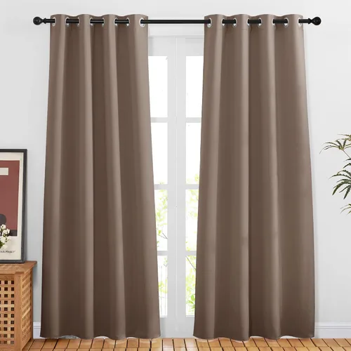 NICETOWN - Cortinas opacas para puerta, con ojales que bloquean la luz y el calor, cortinas reductoras de sonido para sala de estar, dormitorio, 2