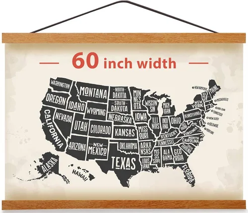 Miniatura 25 de Colgador magnético para póster con marco para 24x36 24x30 24x32 pósters de películas y música, marcos de madera de teca para lienzo grande, mapa