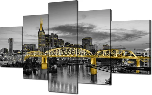 Miniatura 23 de Cawpom Louisiana Arte de Pared en Lienzo, 60x32 pulgadas, Impresión en Lienzo, Cuadros de Nueva Orleans Decoración de Pared, Puente Crescent City