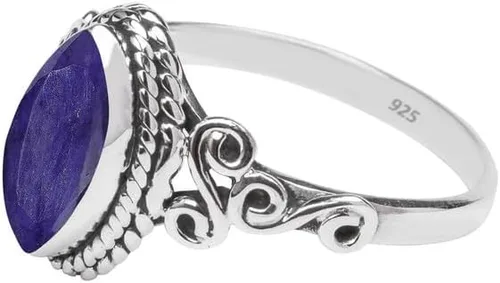 Miniatura 30 de Anillo de plata de ley 925 con piedras preciosas para mujeres y niñas, hecho a mano, anillo de promesa de piedras preciosas naturales, regalo