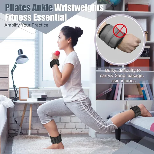 Miniatura 4 de Vinsot Pilates - Pesas de muñeca y tobillo para mujer, juego de 4 (2 libras cada una), pulseras con peso ajustables para piernas, para caminar