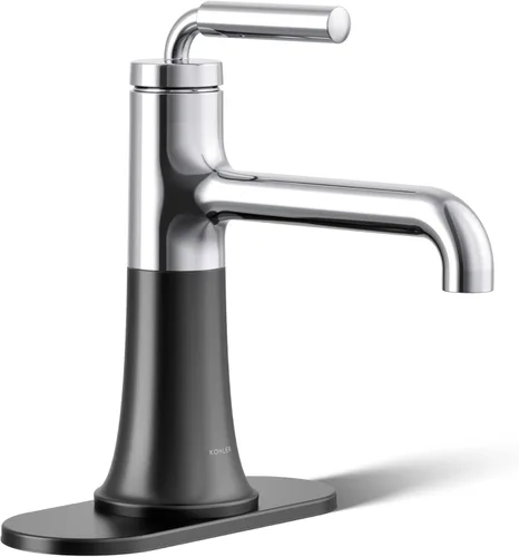 Miniatura 21 de Kohler 27415-4-BMB Tone™ Grifo de lavabo de baño monomando, 1.2 gpm, negro mate con latón moderno cepillado Negro mate/Bronce moderno