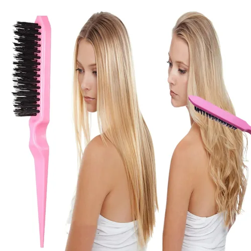 Miniatura 4 de 5 piezas de juego de cepillo Slick Back con herramienta Topsy Tail, cerdas para estirar, peine de rata para peinado de cabello de mujeres y niñas