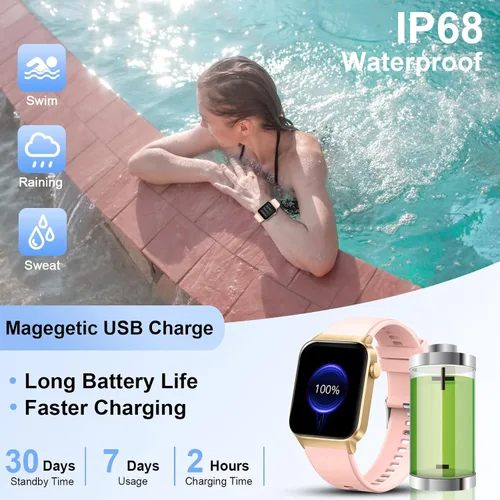 Miniatura 7 de Reloj inteligente para hombres y mujeres (respuesta/hacer llamadas), reloj inteligente de 1.85 pulgadas, 113 modos deportivos, rastreador de fitness