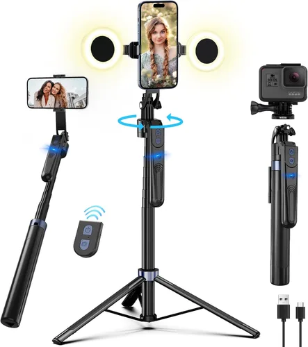 Miniatura 8 de Trípode de seguimiento facial automático con rotación de 360 grados con soporte, soporte para trípode Android y iPhone con control remoto y gestos