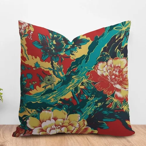Miniatura 16 de ArogGeld Funda de almohada blanca con flores chinoiserie, funda de almohada para sofá, diseño floral verde y blanco, funda de almohada de lino A-12