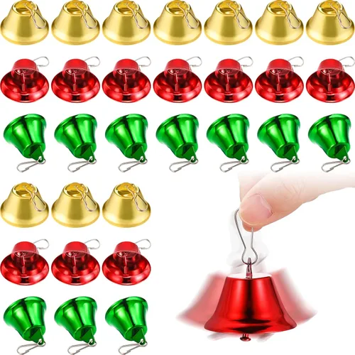 30 Piezas Campanas para Manualidades Campanas Pequeñas de Latón para Manualidades Mini Campanas Vintage con Ganchos de Resorte Pequeñas para Colgar