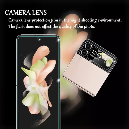 Miniatura 6 de Protector de pantalla para Galaxy Z Flip 4 5G + protectores de lente de cámara, [2+2 unidades] Protector de pantalla de cobertura completa