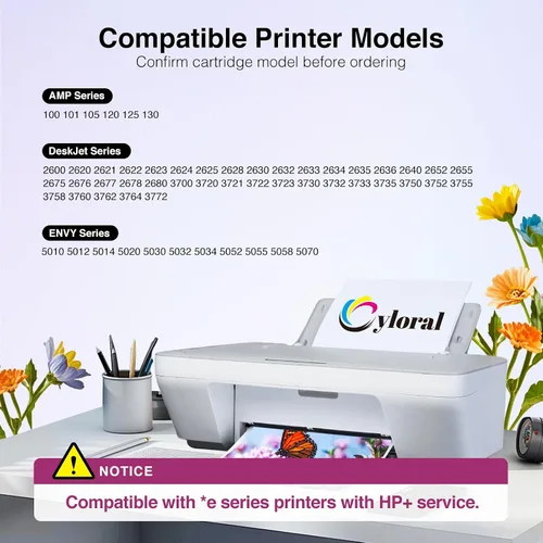 Miniatura 2 de Cartucho de tinta de color 65XL funciona con impresoras HP Envy 5055 5052 5058 DeskJet 2600 2652 3700 3755 3772 3720 3722 3723 3752 3758