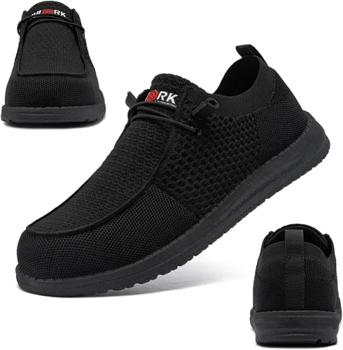 Miniatura 3 de LARNMERN Zapatos con punta de acero para hombre, ligeros, cómodos, para caminar, mocasines con punta de acero
