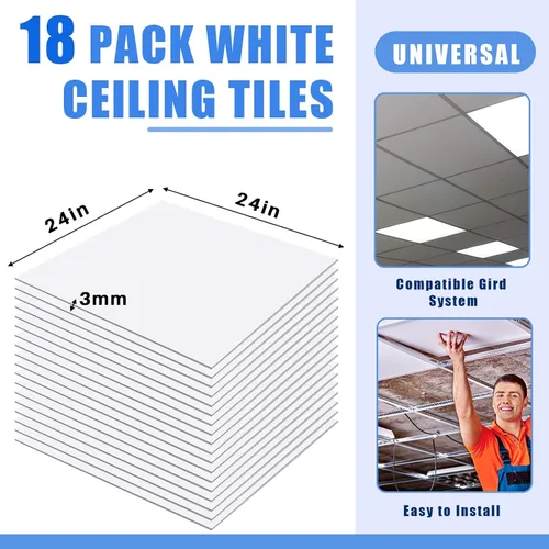 Miniatura 2 de Frienda Azulejos de techo liso de PVC, fácil instalación para impermeabilidad, lavable y clasificación contra incendios para evitar roturas