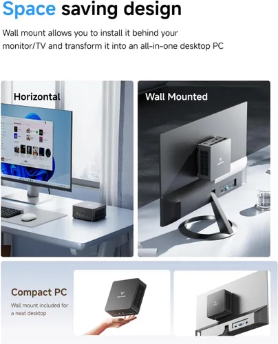 Miniatura 8 de MINISFORUM DeskMini UM690L Slim Mini PC AMD Ryzen 9 6900HX PC pequeña, 16 GB LPDDR5 RAM+512 GB PCIe4.0 SSD, salidas HDMI/DP/USB4, LAN 2.5G, WiFi 6E