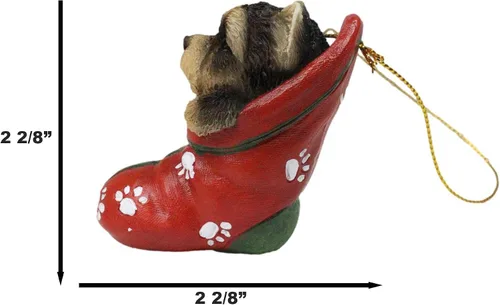Ebros Gift Figura decorativa colgante de Yorkie Yorkshire Terrier con ojos de cristal, adorable animal para mascotas, decoración festiva de