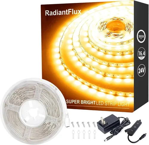 Miniatura 23 de RadiantFlux Tira de Luz Púrpura, Tira de Luz LED Púrpura Flexible de 30 Pies con Kit, 540 Perlas de Lámpara, Luz LED de 24V, No Impermeable