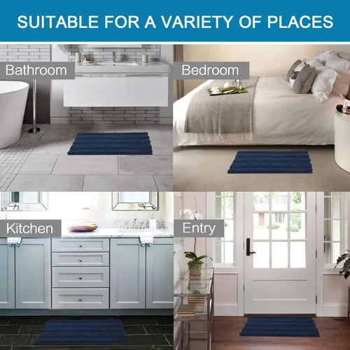 Miniatura 196 de H.VERSAILTEX Alfombras de baño para cuarto de baño, antideslizantes, tapetes de baño extragruesos, de felpilla, a rayas, alfombra de 20" x 32