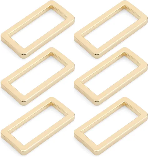 Miniatura 8 de CRAFTMEMORE Hebilla de anillos rectangulares planos de metal para bolsa, correa de cinturón, acabado de calidad de bucle resistente, paquete de 6