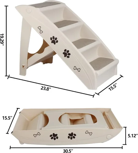 Miniatura 4 de Escaleras para perros y escalones para camas altas, escalera plegable para mascotas para perros pequeños, rampa de plástico antideslizante segura