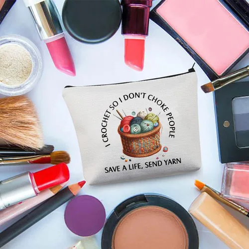 Miniatura 4 de BDPWSS Regalo de ganchillo para amantes - I Crochet So I Don't Choke People, Save A Life Send Yarn - Bolsa de maquillaje, regalo de tejer, Hilo