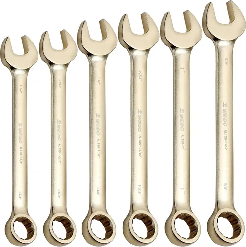 Miniatura 11 de WEDO Llave combinada sin chispas, llave combinada de seguridad sin chispas, bronce de aluminio, forja, DIN 3113, certificado BAM y FM, tamaño 1