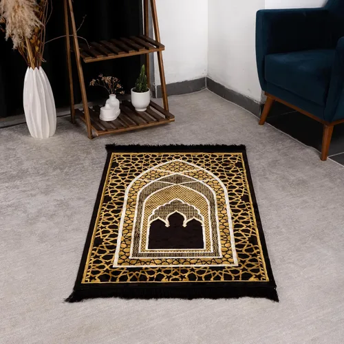 Miniatura 2 de Modefa Alfombra de oración islámica turca, cómoda alfombra de oración musulmana para hombres y mujeres, alfombra de terciopelo suave Janamaz