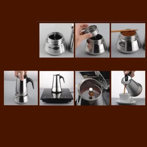 Miniatura 9 de Moka Pot 300ML Moka Espress - Cafetera de acero inoxidable, cafetera italiana, cafetera aislada para el hogar